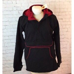 NWT Clandestino Coat Black Fleece Quarter Button Pullover Jacket Front Pocket